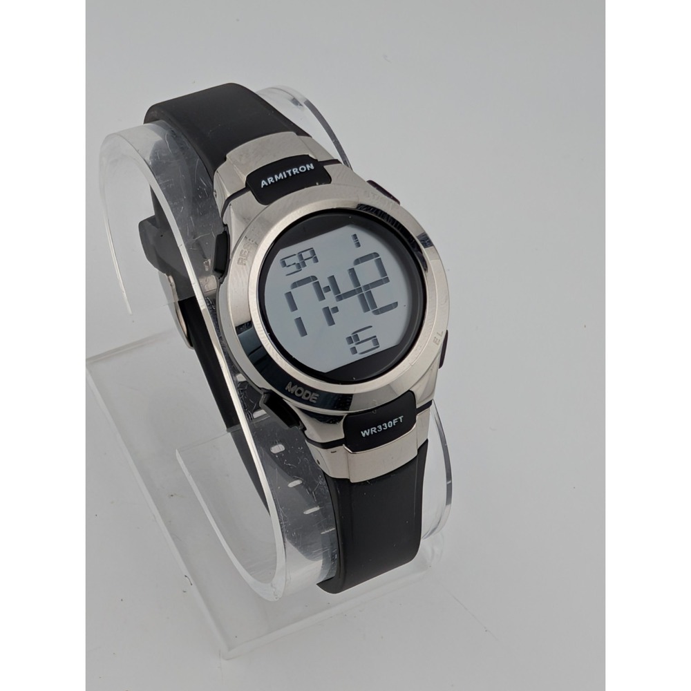 Armitron Pro Sport Digital Watch Women Black Band 45/7012 - New Battery